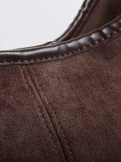 Suede Daily Leather Tote Noirvere