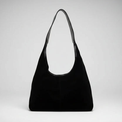 Black shoulder bag on a white background